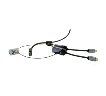 ProXtend PX-AR21 video kabeļu aksesuārs HDMI Type A (Standard) Mini DisplayPort + USB Type-C Melns, Pelēks