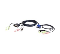 ATEN VGA USB to DVI KVM Cable 3m tastatūras video peles (KVM) kabelis Melns, Zils, Zaļš, Rozā