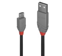 Lindy 36735 USB kabelis 5 m USB 2.0 USB A Micro-USB B Melns, Pelēks
