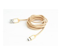 Gembird USB 2.0 cable to type-C  cotton braided  metal connectors  1.8m  gold