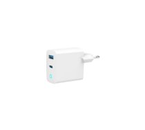 Lādētājs Gembird 3-port 30W GaN USB Fast Charger LCD White