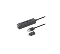 Manhattan 180894 interfeisa centrmezgls USB 3.2 Gen 1 (3.1 Gen 1) Type-A + Type-C 5000 Mbit/s Melns