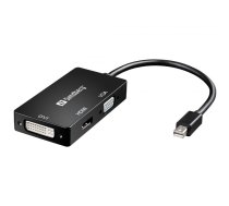 Sandberg Adapter MiniDP>HDMI+DVI+VGA 0,19 m Mini DisplayPort VGA (D-Sub)+ HDMI + DVI Melns