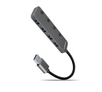 Axagon HUE-MSA Superspeed USB-A Switch Hub 4x USB 3.0 aktiv - 20cm schwarz USB 3.2 Gen 1 (3.1 Gen 1) Type-A 5000 Mbit/s Pelēks