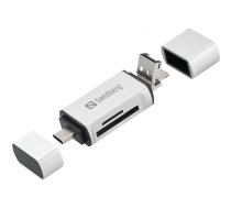 Sandberg Card Reader USB-C+USB+MicroUSB karšu lasītājs Sudrabs