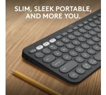 Logitech Pebble Keys 2 K380s tastatūra RF bezvadu sakari + Bluetooth QWERTY US International Grafīts