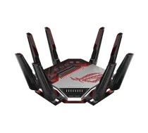 ASUS ROG Rapture GT-BN98 bezvadu rūteris 10 Gigabit Ethernet Quad-band (2.4 GHz / 5 GHz-1 / 5 GHz-2 / 6 GHz) Melns, Balts