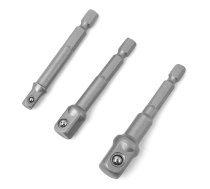 1/4" + 3/8" + 1/2" Dr. Drill socket adapter set 3pcs.