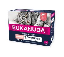 EUKANUBA Grain Free Senior pastēte vecākiem kaķiem Laši 12 x 85 g