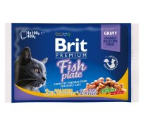 BRIT Premium Fish Plate kaķu barība, zivju konservi 4x100g