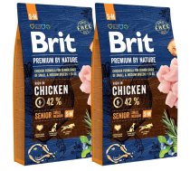 BRIT Premium By Nature Senior Small Medium S+M 16 kg (2 x 8 kg) Pilnvērtīga vistas barība mazo un vidējo šķirņu suņiem (1-25 kg), kas vecāki par 7 gadiem.