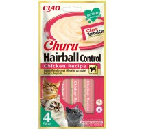 INABA Churu Hairball Chicken 4x14 g līdzeklis pret aizdegas mazgāšanu ar vistas gaļu