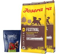 JOSERA Festival pieaugušiem suņiem 25kg (2x12,5kg) + SIMPLY FROM NATURE Dabīgas desas ar zirga gaļu 200g