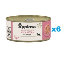 APPLAWS Cat Adult Tuna with Prawn in Broth tuncis un garneles buljonā 6x70g