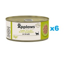 APPLAWS Cat Adult Tuna with Seaweed in Broth tuncis ar jūras aļģēm buljonā 6x70 g