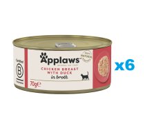 APPLAWS Cat Adult Chicken Breast with Duck in Broth vistas krūtiņa ar pīli buljonā 6x70g