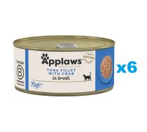 APPLAWS Cat Adult Tuna with Crab in Broth tuncis un krabji buljonā 6x70 g