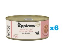 APPLAWS Cat Adult Tuna with Salmon in Broth tuncis ar lasi buljonā 6x70 g