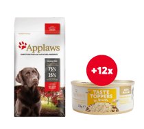 Applaws Dog Dry 2 kg Adult Chicken Large Breed + Vistas krūtiņa buljonā 12 x 156 g BEZ MAKSAS