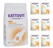 KATTOVIT Feline Diet Urinary Chicken sausā barība 4 kg + mitrā barība 6x85 g