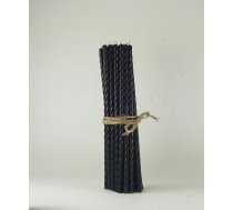 Vītas bišu vaska sveces melnas 45 gab. 0,9x25 cm.