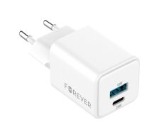 Forever Tc-08 Gan 20w tīkla lādētājs, 1x Usb-c, 1x Usb, balts