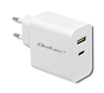 Qoltec 45w Usb-c Pd tīkla lādētājs | 5-20v | Balts