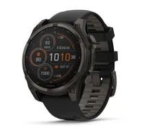Viedpulkstenis Garmin fēnix® 8 – 47mm Solar Sapphire carbon gray DLC titanium with black/pebble gray silicone