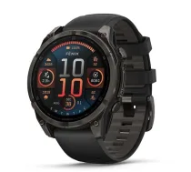 Viedpulkstenis Garmin fēnix® 8 – 47mm AMOLED Sapphire Carbon grey DLC titanium with Black/pebble grey silicone band