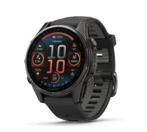 Viedpulkstenis Garmin fēnix® 8 – 43mm AMOLED Sapphire Carbon grey DLC titanium with Black/pebble grey silicone band