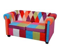 vidaXL Chesterfield auduma dīvāns, divvietīgs