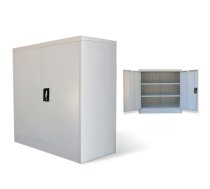 vidaXL biroja skapis, 2 durvis, pelēks, 90 cm, tērauds