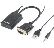 VGA adapteris / M + audio ligzda 3.5 + USB uz HDMI / F - melns - 0.15 m