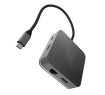 Savienotājs Green Cell HUB2 USB-C, 3xUSB 3.0, Ethernet 1Gbps, HDMI 4K, DEX Nintendo Switch Apple