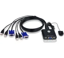 Aten 2-Port USB VGA Cable KVM Switch with Remote Port Selector CS22U-A7
