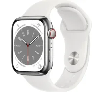 Apple Watch 8 GPS + Cellular 41mm Stainless Steel Sport Band, silver/white (MNJ53EL/A) MNJ53EL/A