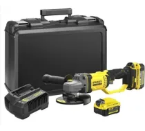 Leņķa slīpmašīna Stanley SFMCG400M2K-QW; 18 V; 2x4,0 Ah akum. SFMCG400M2K-QW