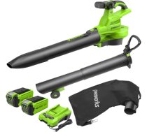 Akumulatora lapu sūcējs-pūtējs Greenworks GD40BVIIK2X; 40 V; 2x2,0 Ah akum. GD40BVIIK2X