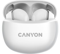 CANYON TWS-5, Bluetooth headset, with microphone, BT V5.3 JL 6983D4, Frequence Response:20Hz-20kHz, battery EarBud 40mAh*2+Charging Case 500mAh, type-C cable length 0.24m, size: 58.5*52.91*25.5mm, 0.036kg, White CNS-TWS5W
