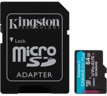 KINGSTON 64GB microSDXC Canvas Go Plus Gen4 200MB/s A2 U3 V30 Card + Adapter SDCG4/64GB