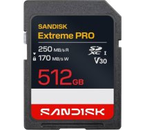 SanDisk Extreme Pro 512GB SDXC UHS-I atmiņas karte, 250 MB/s lasīšanas un 170 MB/s rakstīšanas ātrums SDSDXXJ-512G-GSCIN