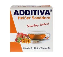 ADDITIVA Karstais smiltsērkšķis C vitamīns + Cinks + D3 vitamīns pulveris, 100 g