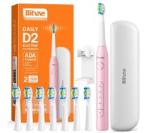 Bitvae D2 elektriskДЃ zobu birste x8 birstes / ceДјojumu maciЕ†ЕЎ / turД“tДЃjs / vads Pink (BIT-D2-PI)