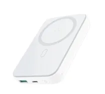 Joyroom JR-W020 Power Bank Magnetic Wireless charging MagSafe C+U PD 20W 10000 mAh ar USB-Lightning kabeli 0.25m / balts (JR-W020-WHT)