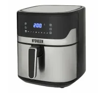 Ietilpīgs karstā gaisa grils friteris 6.5L 1600W ar LED vadību melns sudraba AF550 Noveen (AF550)