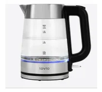 Lovio Tējkanna LVGEK001, 1.18kg, sudraba, pelēka, plāksnes sildītājs, automātiska izslēgšanās, ūdens līmeņa indikators (LVGEK001)