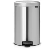 Brabantia NewIcon 114021 atkritumu tvertne ar pedāli, 20 l, 46,7 cm, nerūsējošais tērauds, klusa vāka aizvēršana, izņemams grozs (114021)