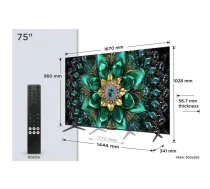 TCL televizors 75Q6C 75" 4K Ultra HD, QD-Mini LED, DVB-C/S2/T2, Wi-Fi, Ethernet LAN, Smart TV, Bluetooth, 4 HDMI, 2 USB (75Q6C)