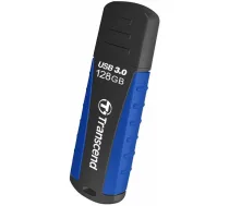 Transcend USB zibatmiņa JetFlash 810 TS128GJF810, 128GB, USB 3.2 Gen 1, USB Type-A, melna, zila, gumijas korpuss (TS128GJF810)