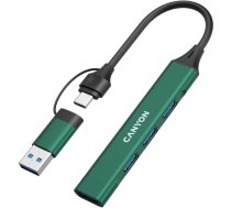 CANYON DS-02 USB centrmezgls portatīvajam datoram 4in1 USB-C uz USB-A 5Gbps CNS-TDS02GR zaļš (CNS-TDS02GR)